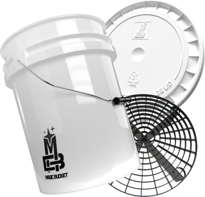 Magic Bucket 5 Gal 19 ltr wasemmer Wit met grit en deksel! Geschikt voor alle grit guard accessoires