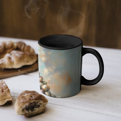 Magische Mok - Foto op Warmte Mokken - Koffiemok - Konijn - Eieren - Kleurrijk - Magic Mok - Beker - 350 ML - Theemok