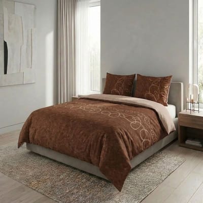 SENZATIONE 100% Katoen Percaline Dekbedovertrek 240x200/220-2x60x70 cm CURLY BRUIN