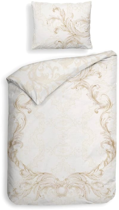 Heckettlane Dekbedovertrek Lauren - Dekbed met instopstrook - Off-White - Dekbedovertrek van 100% Katoen-Satijn - Ornamenten - 140x200-220 cm + 1 sloop 60/70 cm - Lyon