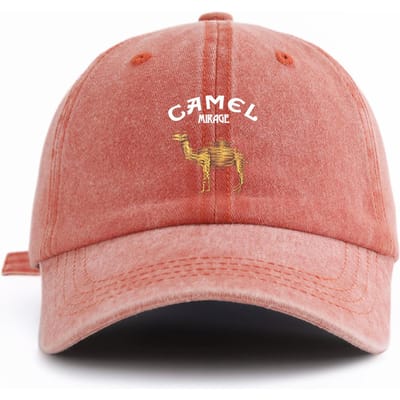 1 stuks CAMEL Print Gewassen Baseballpet voor Volwassenen, Minimalistische Retro Stijl Casual Zachte Verstelbare Papa Hoed, Perfect Als Cadeau oranje