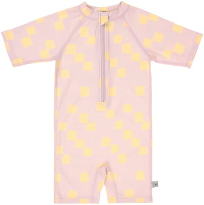 Lässig Checkerboard UV Pakje Korte Mouw - Maat 62/68 - Pale Pink/Yellow