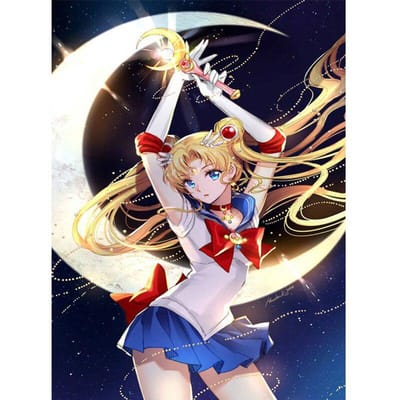 Peinture diamant thème fée lune, broderie complète à faire soi-même, dessin animé, point de croix, image en strass 20X30CM beige
