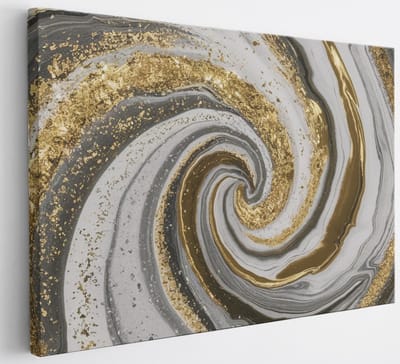 Saammp Canvas Schilderij - Goud zilver - Abstract - 30x20 - Foto op canvas - Wanddecoratie - Muurdecoratie Woonkamer - Slaapkamer decoratie - Canvas Print