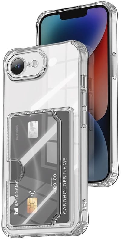 Casety Geschikt voor iPhone 17e / Geschikt voor iPhone 16e TPU Backcover hoesje met kaarthouder - Transparant