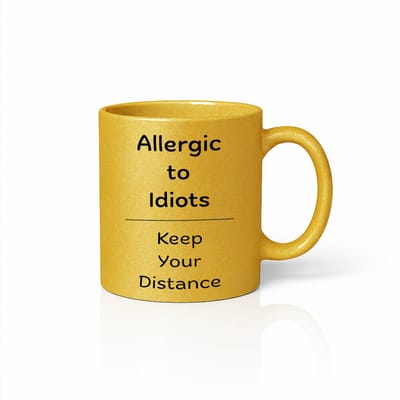 Allergic to Idiots Gouden Mok – Grappige Sarcastische Keep Your Distance Koffiemok 330 ml