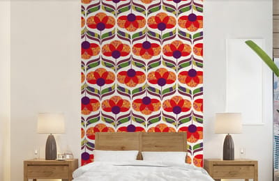 Behang - Fotobehang Retro - Flower Power - Vintage - Kleuren - Breedte 150 cm x hoogte 240 cm