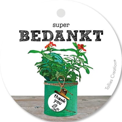 Tallies Cards - kadokaartjes  - bloemenkaartjes - Super Bedankt - Plant - set van 5 kaarten - bedankkaart - bedankt - 100% Duurzaam