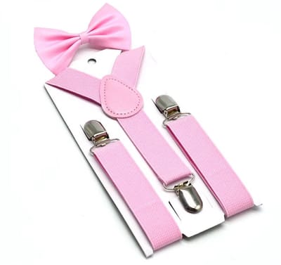 Bretels kinderen - Kinderbretels met strik - Verstelbaar -Vlinderdas - 100 cm - Lichtroze - 1-4 jaar - Kids suspenders with bow tie - Kinderkleding - Jonyx