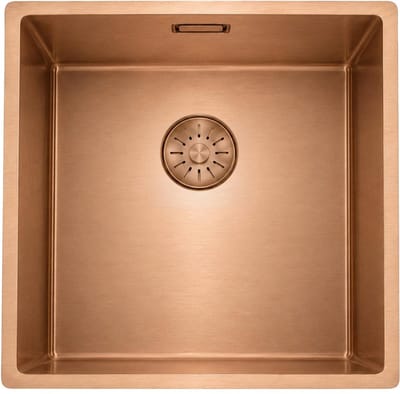 Pure.Sink Comfort PVD Rosé Koper spoelbak 40x40 cm 10mm radius onderbouw, vlakbouw en opbouw PCM4040-62