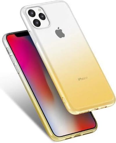 Apple Iphone 11 Pro Max Back Cover Telefoonhoesje | Wit En Geel | Tpu Hoesje