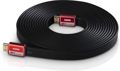Teufel HDMI 2.0 platte kabel - Highspeed HDMI kabel - 2.0 specificaties: 4K 50/60p en 4K 3D 5.0m - zwart