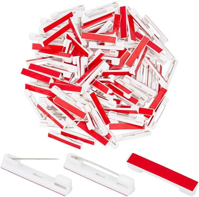 Veilige Plastic Speldjes met Zelfklevende Broche Basis en IJzeren Pen voor ID Badges, Naamlabels en Creatieve DIY Projecten, Rood