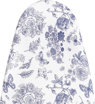strijkplankhoes 160x60cm, Brede strijkplankhoes met 6 mm dikke viltbescherming, koordsluiting, klittenbandsluitingen, bloemen- en vlinderprint MinoCino Grote strijkplankhoes 160x60cm