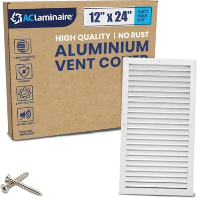 Ventilatieafdekking 12 x 24 cm voor plafonds en wanden - Aluminium retourrooster voor luchtafzuiging