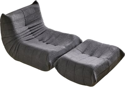 MODFU Teddy Fluweel 2-Zits Lounge Sofa – 112x189x82 cm – Ergonomisch & comfortabel – Lichtgewicht & verplaatsbaar – Gezinsvriendelijk – Grijs