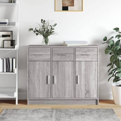 vidaXL - Dressoir - 91x28x75 - cm - bewerkt - hout - grijs - sonoma - eikenkleurig