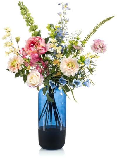Emerald - Boeket Marly - 75cm hoog - Blauw - 13 stelen - Kunstboeket - Zijde boeket