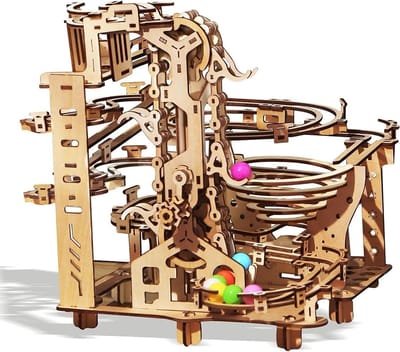 Houten Puzzel - Knikkerbaan Model - Creatief Bouwen - 335 Stuks - 297 cm - Houtkleur