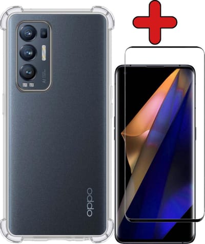 Hoesje - Met Screenprotector - Geschikt voor OPPO Find X3 Neo 5G - Sterk & Shockproof - Back Cover - Siliconen Case - Telefoon Hoes - Shock Proof - Telefoonhoes - Transparant