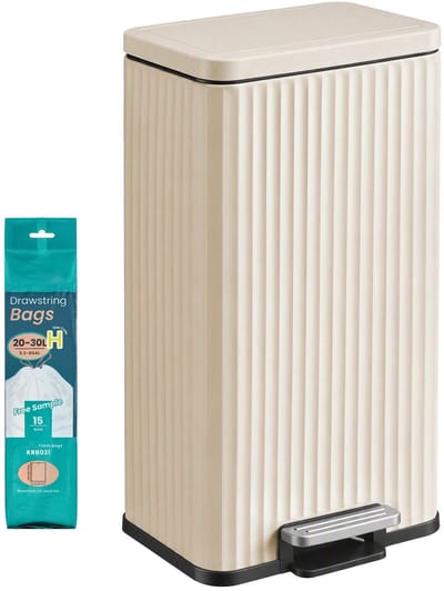 Pedaalemmer - Met Softclose-deksel en Uitneembare Binnenemmer - Beige - 33,6 x 29,8 x 59,5 cm