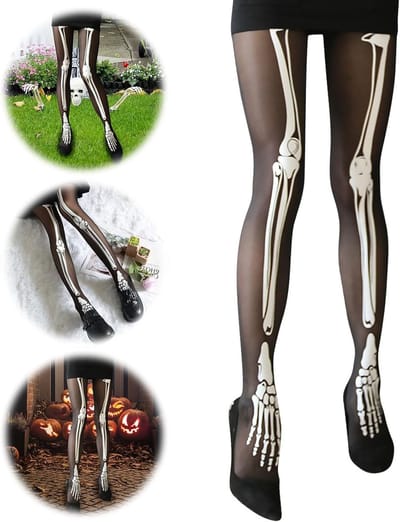 Halloween Skeletontights voor Vrouwen - Zwart-Witte Beenmode voor Dag van de Doden, Stretchy Kostuumaccessoires voor Feest en Carnaval