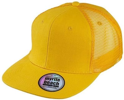 Myrtle Beach Volwassenen Unisex 6 Panel Flat Peak Cap (Goudgeel)