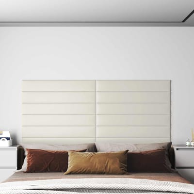 vidaXL - Wand - Hoofdbord - 12 - st - Crèmekleurig - Fluweel
