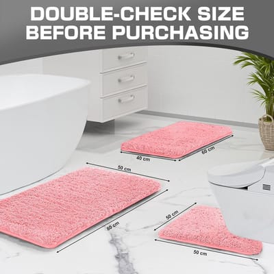 Famanu - Microvezel badmatten, 2 cm super dikke badtapijten, super absorberende badkamertapijten 50 x 80 cm en 40 x 60 cm, roze