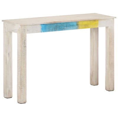 vidaXL - Wandtafel - 115x35x77 - cm - ruw - mangohout - wit