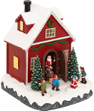 Fééric Lights and Christmas Kerstdorp - Kersthuisje - Werkt op batterijen - Kerstman met Kinderen