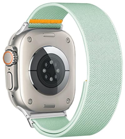 Nylon bandje - geschikt voor Apple Watch 1/2/3/4/5/6/7/8/9/10/11/ SE (1,2,3) met maat 38 mm / 40 mm / 41 mm en 42 mm (Watch 10/11) - mintgroen