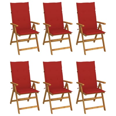 vidaXL - Inklapbare - stoelen - 6 - st - met - kussens - massief - acaciahout
