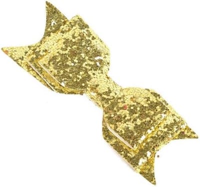 Haarspeld - Haarclip met Glitter - Glamour - Party - Grote Strik - Voor o.a. Kerst of Gala - Goud