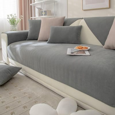 Moderne Effen Kleur Visgraat Patroon Bankkussen Vier Seizoenen Universeel Anti-Slip en Stofhoes Stof Chenille Bankhoes 70x70cm 1pcs