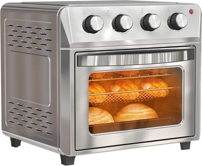 Mini Heteluchtoven met 24L Inhoud en 1600W Vermogen - RVS Zilver