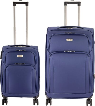 SB Travelbags Zachte 2 delige bagage koffer – 74 cm/55cm – Expandable – Blauw