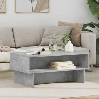 vidaXL - Salontafel - Beton - Grijs - 80 - x - 46 - x - 35 - cm - Bewerkt - hout