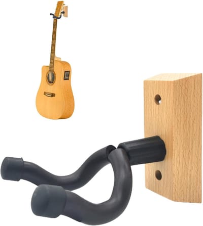 Gitaar Wandhanger - Muziek Hanger - Instrument Opslag - Antislip Ontwerp - 14x10x4.6cm - Houtkleurig
