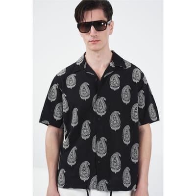 Regular Fit Paisley Print Overhemd met Knoopsluiting