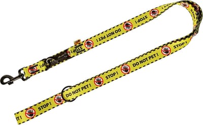 Hondenriem - Looplijn - Veilige Wandelingen - Waarschuwingstekst - 220x3 cm - Zwart Geel
