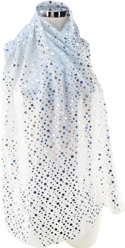 BamBella ® - Sjaal - sjaaltje - feest kant omslag doek hoofddoek wit glitter kant