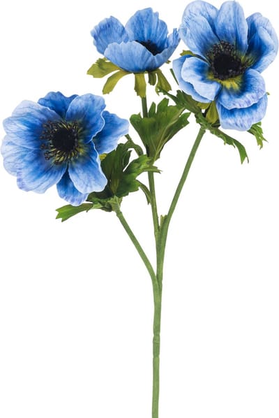 Easyplants | Kunstbloem Anemone dubbel 56 cm blauw | Zijde | Nepbloemen | blauw | Onderhoudsvrij | Kant-en-klaar