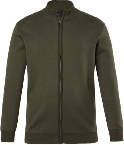 JP 1880 - Heren - Vest CashmereTouch breigoed opstaande kraag - Mosgroen - Maat 7XL