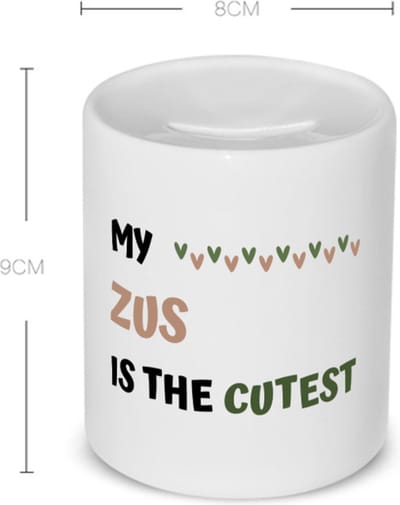 Akyol - my zus is the cutest Spaarpot - Zus - schattige zus - verjaardagscadeau - verjaardag - cadeau - cadeautje voor zus - zus artikelen - kado - geschenk - gift - 350 ML inhoud