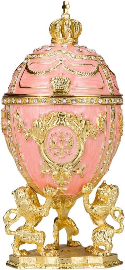 Stijlvol Fabergé-stijl Ei als Sieradendoos met Kroon en Hanger