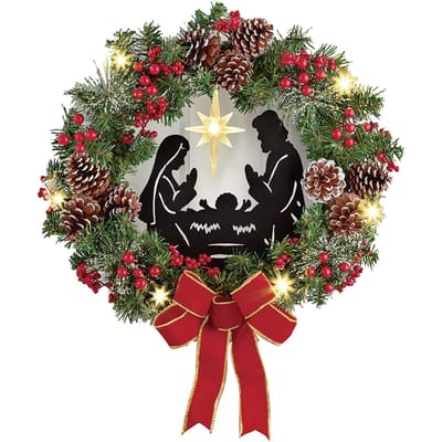 Kerststal Krans Kunstmatige Kerst Decoratieve Krans voor Openhaard Deur Raam Muur Decor black