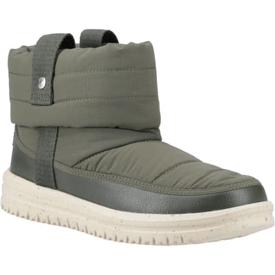 HEYDUDE Camden Cuff Nylon Quilt Nylon Dames Donkergroene Winter Enkelboots