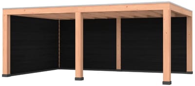 Douglas overkapping, 600 x 400, met zwarte achterwand en zijwand, Westwood Modern Plus