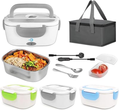 Elektrische Lunchbox - Voedselwarmer Draagbaar - Warme Maaltijden Onderweg - Lekvrij Design - 1.5 liter - Wit